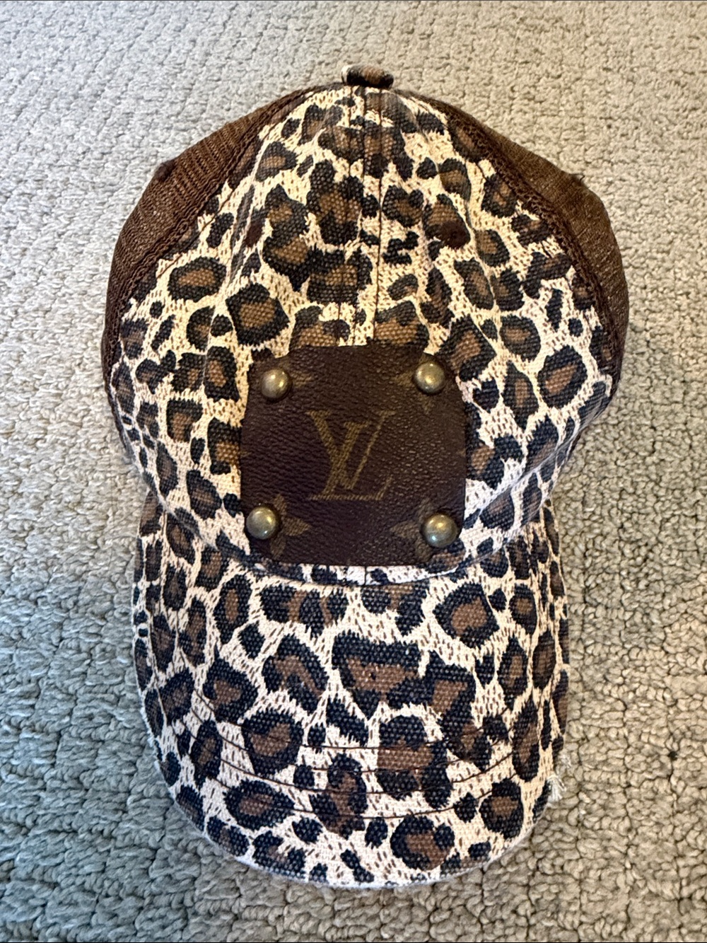 Distressed Leopard LV Baseball Hat